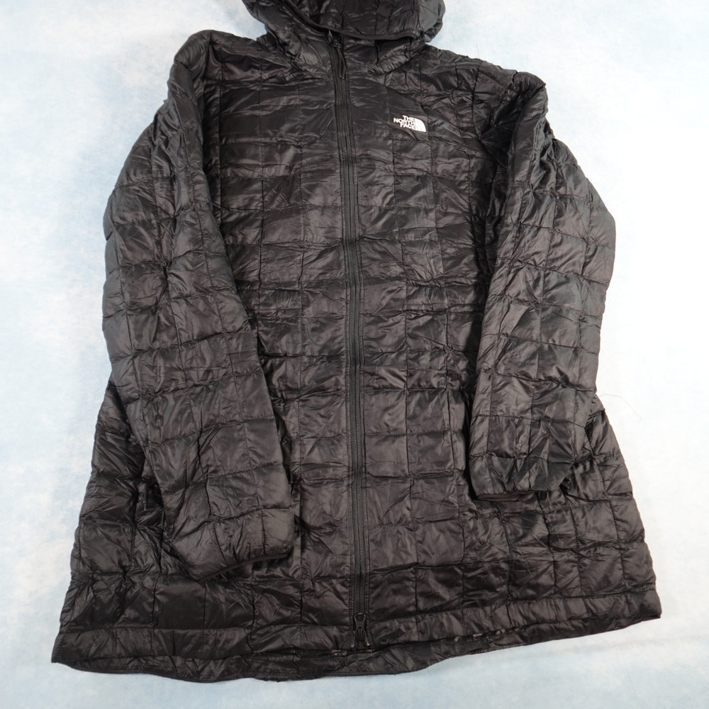 The North Face ThermoBall Eco Parka Womens L Black Hooded Puffer NF0A5GLB
